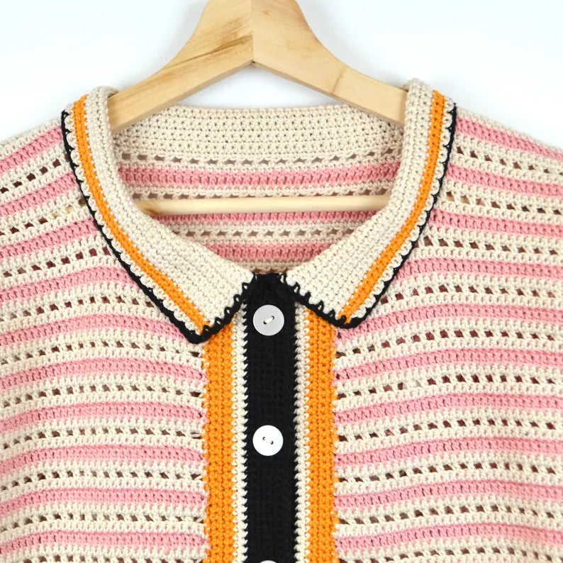 Crochet Button up Shirt Pattern for women - Crochet Summer Top Pattern - Women Size (S to XXL) - Pdf Files in English & French