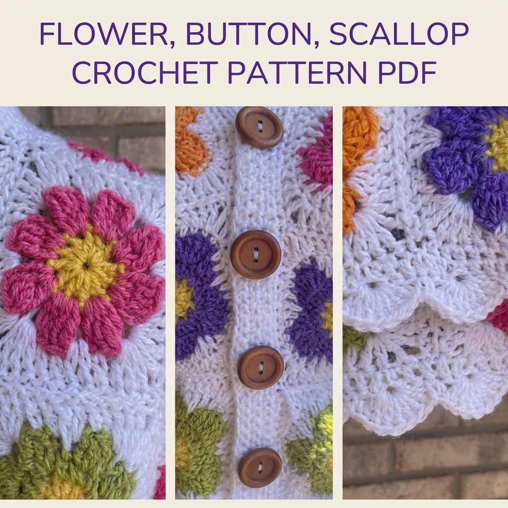 Flower Granny Square Cardigan Crochet Pattern PDF – Women's Granny Square Sweater