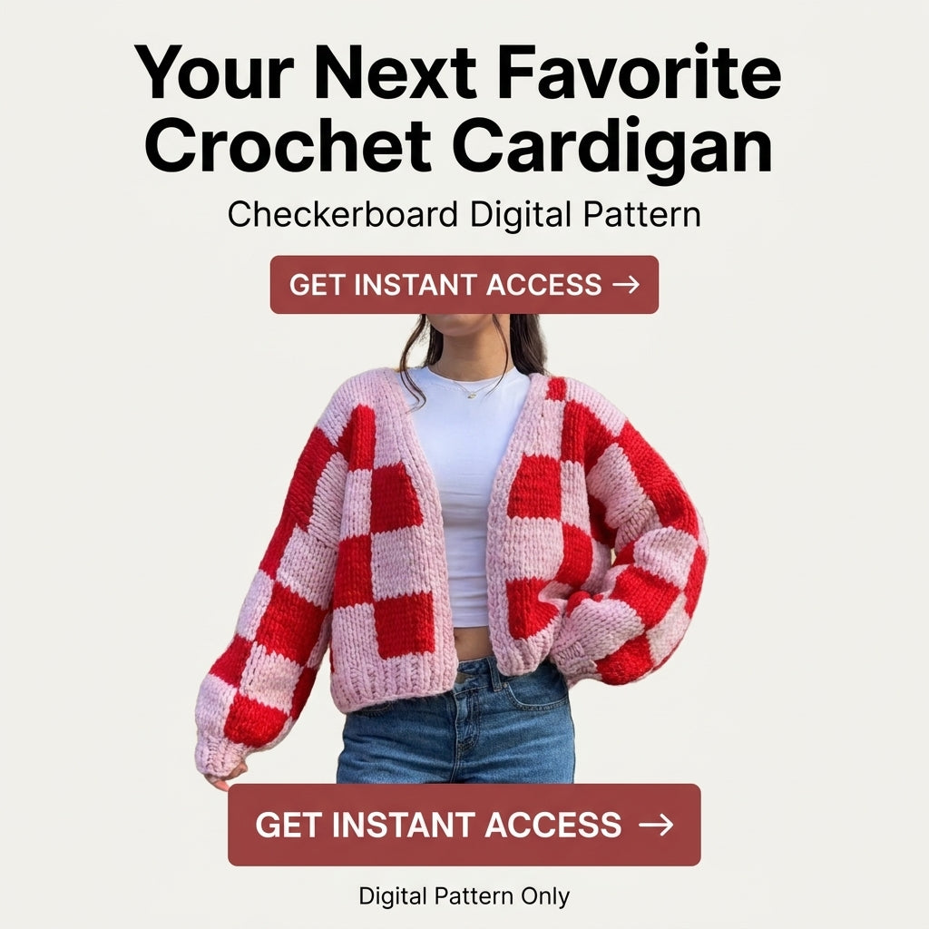 Chunky Checkerboard Cardigan KNITTING Pattern | Oversized Hand Knit Check Cardigan | Super Bulky Weekend Project | Sizes XS–[XX] | PDF Instant Download
