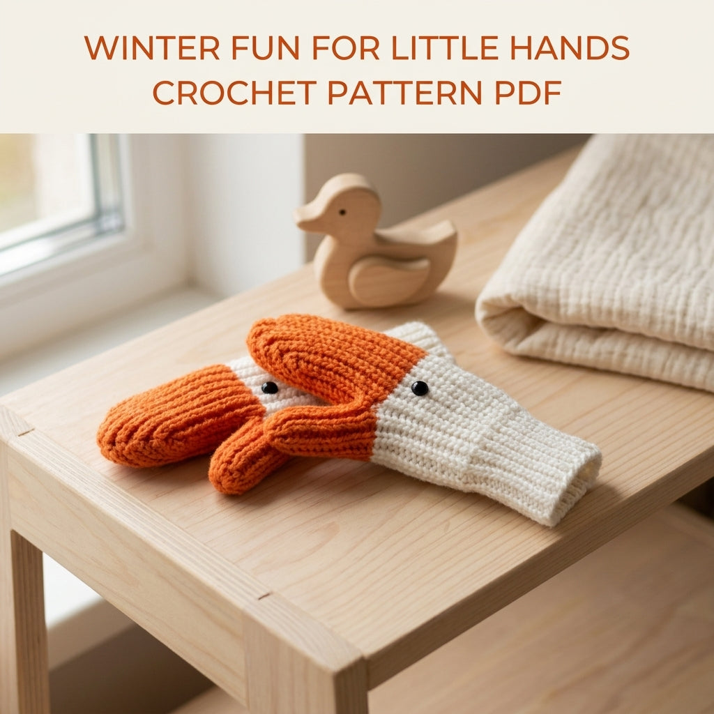 Goose Mittens Crochet Pattern PDF – Kids Duck Bill Mittens