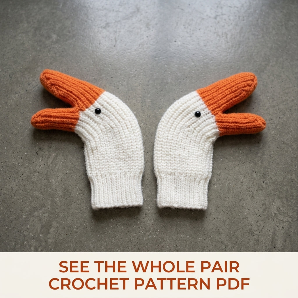 Goose Mittens Crochet Pattern PDF – Kids Duck Bill Mittens
