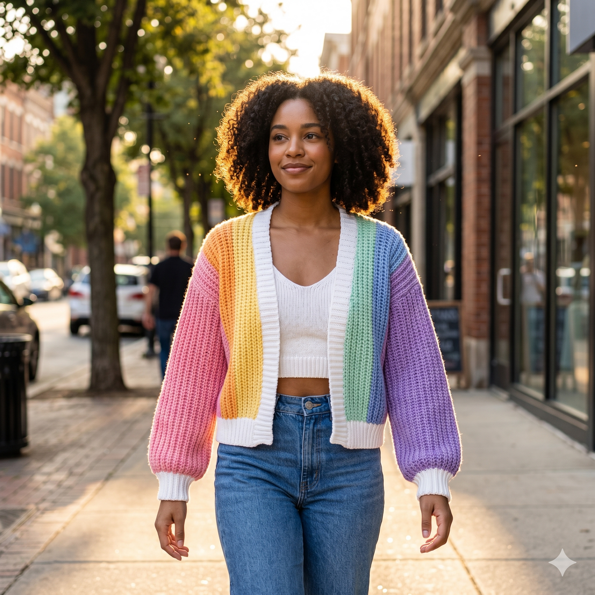Colorful Crochet Cardigan PDF Pattern, Striped Pullover Jacket Tutorial, Beginner Knit-Look Guide, Instant Digital Download DIY