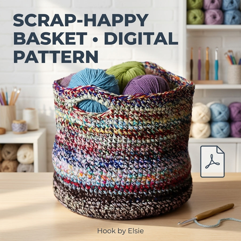 Scrap-Happy Yarn Basket Crochet Pattern