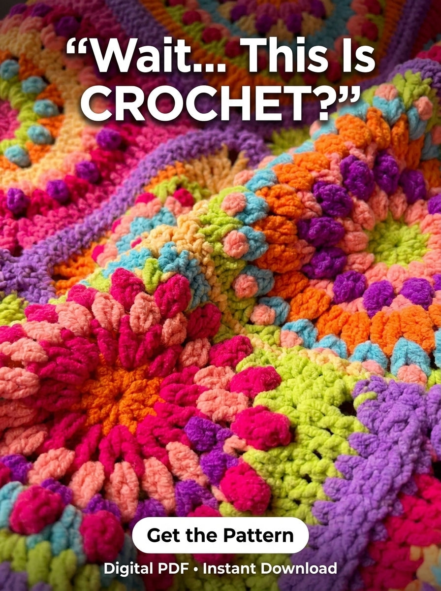 Neon Rainbow Puff Granny Square Blanket Crochet Pattern