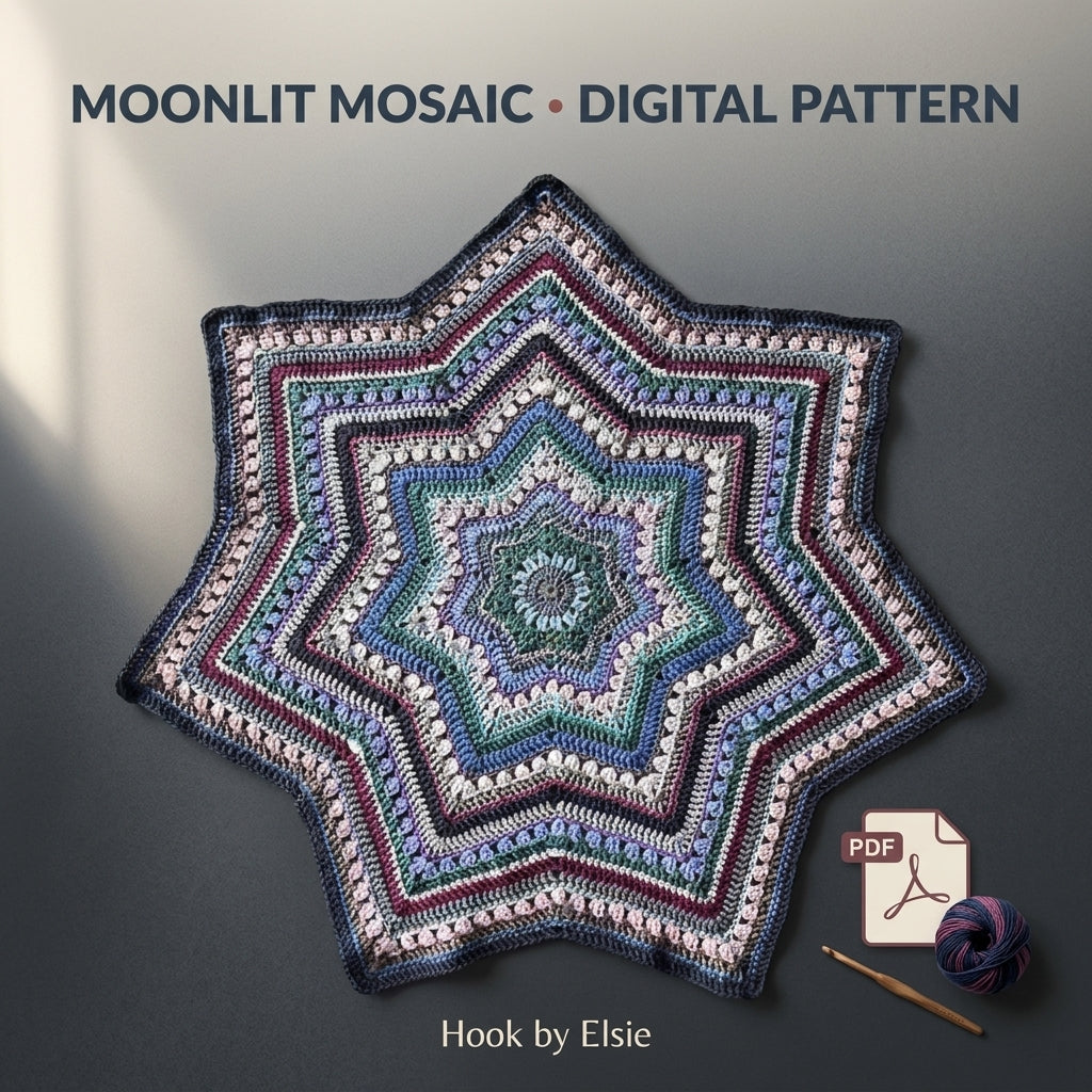 Moonlit Mosaic Star Blanket Crochet Pattern