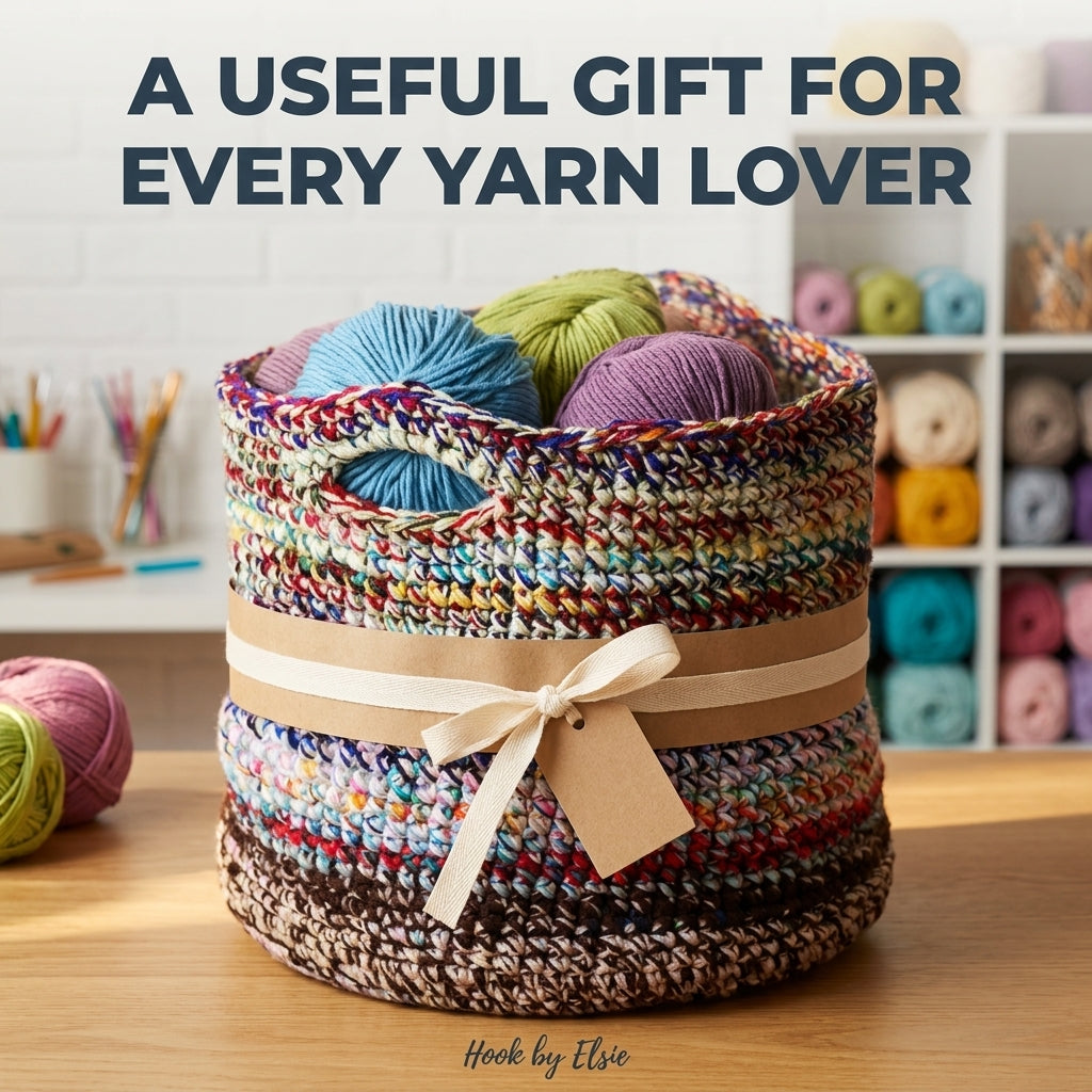 Scrap-Happy Yarn Basket Crochet Pattern