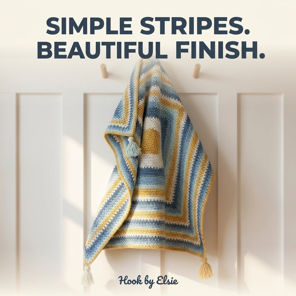 Coastal Stripes Moss Stitch Blanket Crochet Pattern