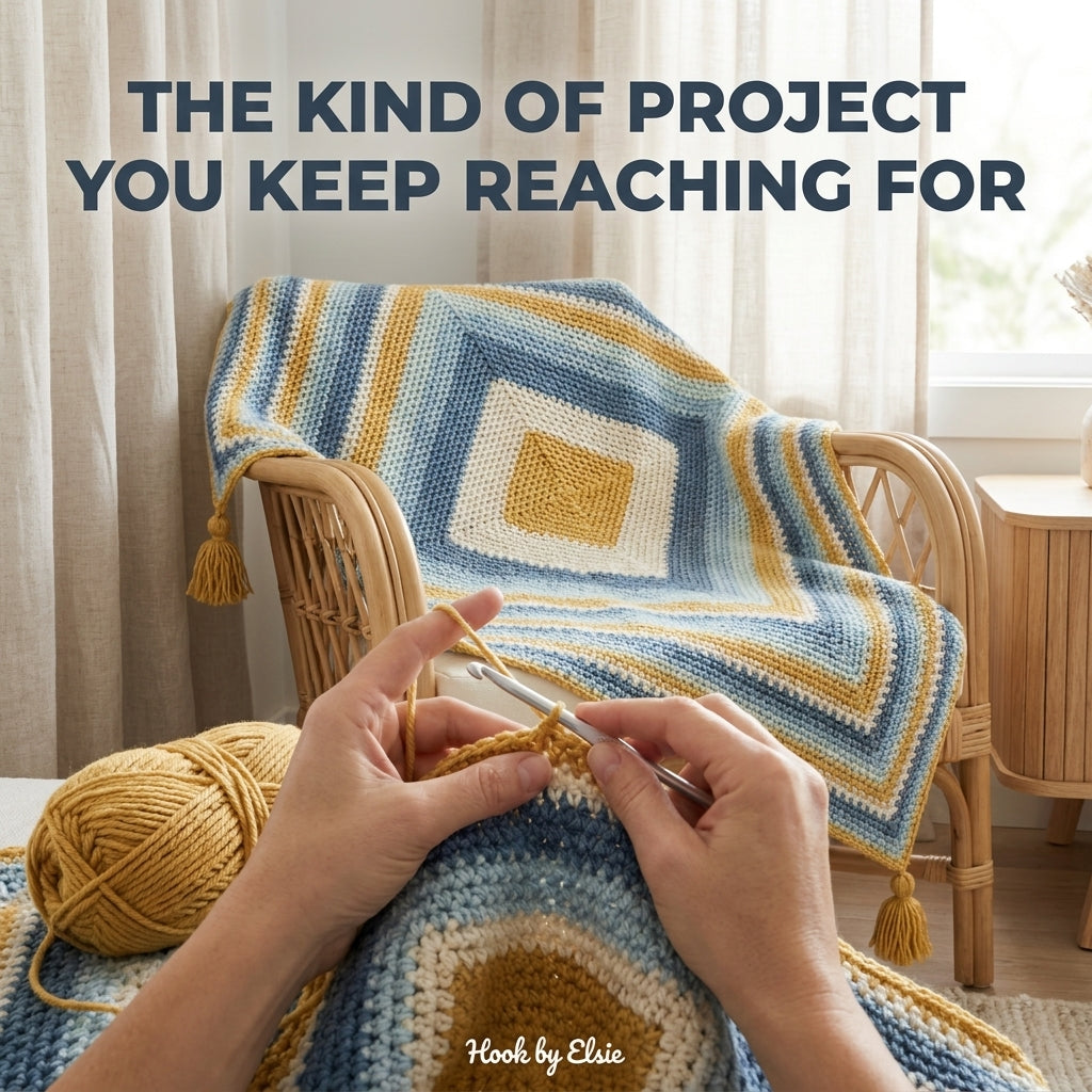 Coastal Stripes Moss Stitch Blanket Crochet Pattern