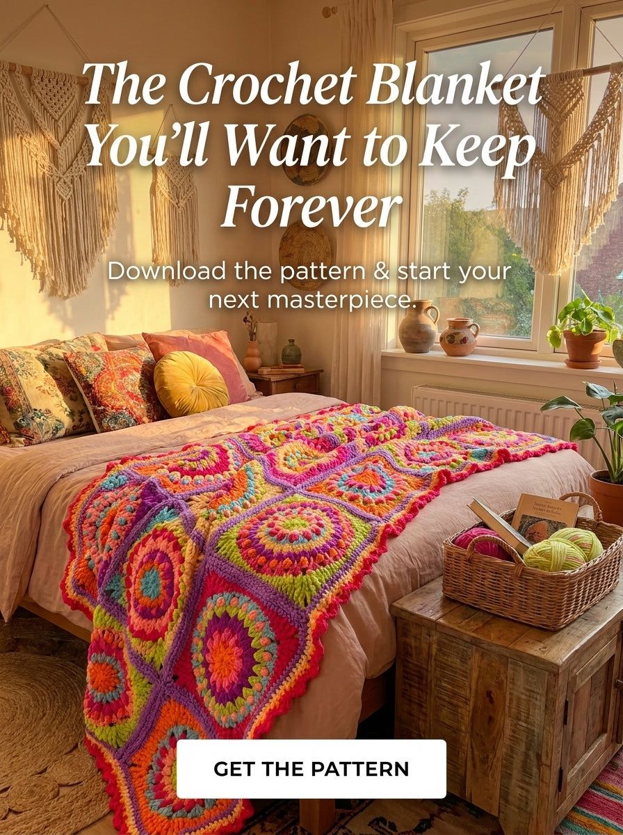 Neon Rainbow Puff Granny Square Blanket Crochet Pattern