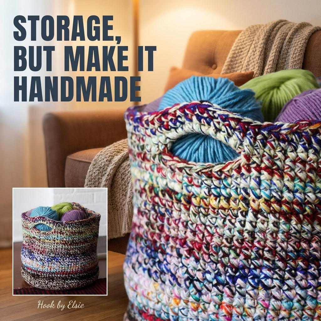 Scrap-Happy Yarn Basket Crochet Pattern