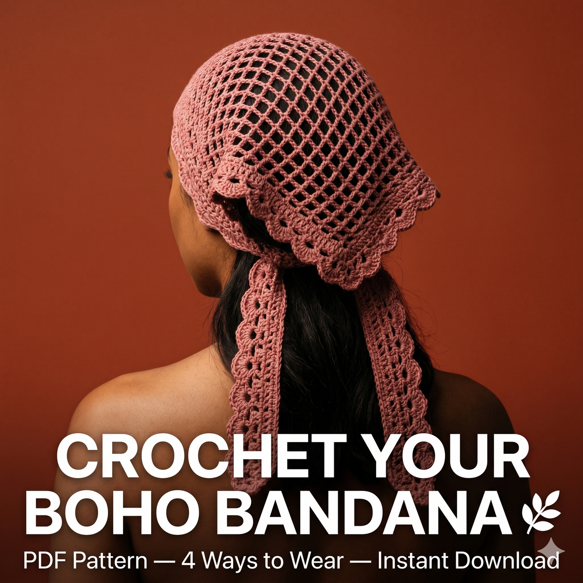 Crochet Bandanna PDF Pattern | Mesh Hair Scarf | Boho Headscarf | Summer Hip Wrap | Summer Crochet Tee | Digital Download | Crochet Pattern