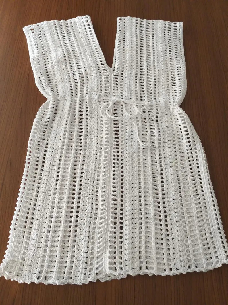Crochet Beach Dress Pattern, Easy Boho Summer Cover Up, Beginner Friendly PDF