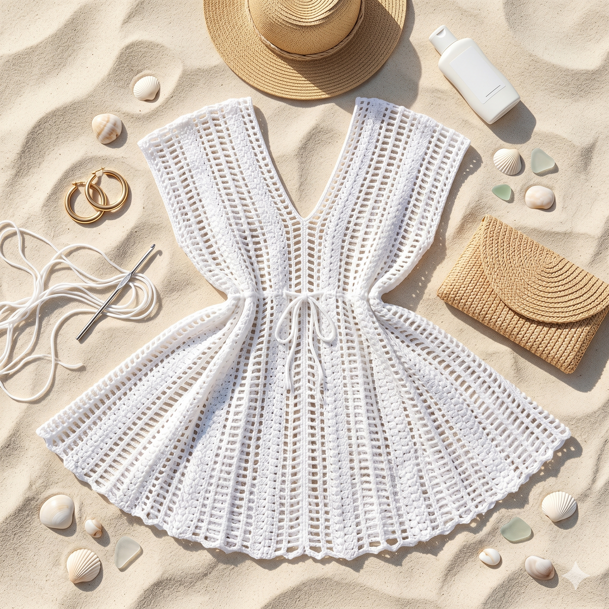 Crochet Beach Dress Pattern, Easy Boho Summer Cover Up, Beginner Friendly PDF