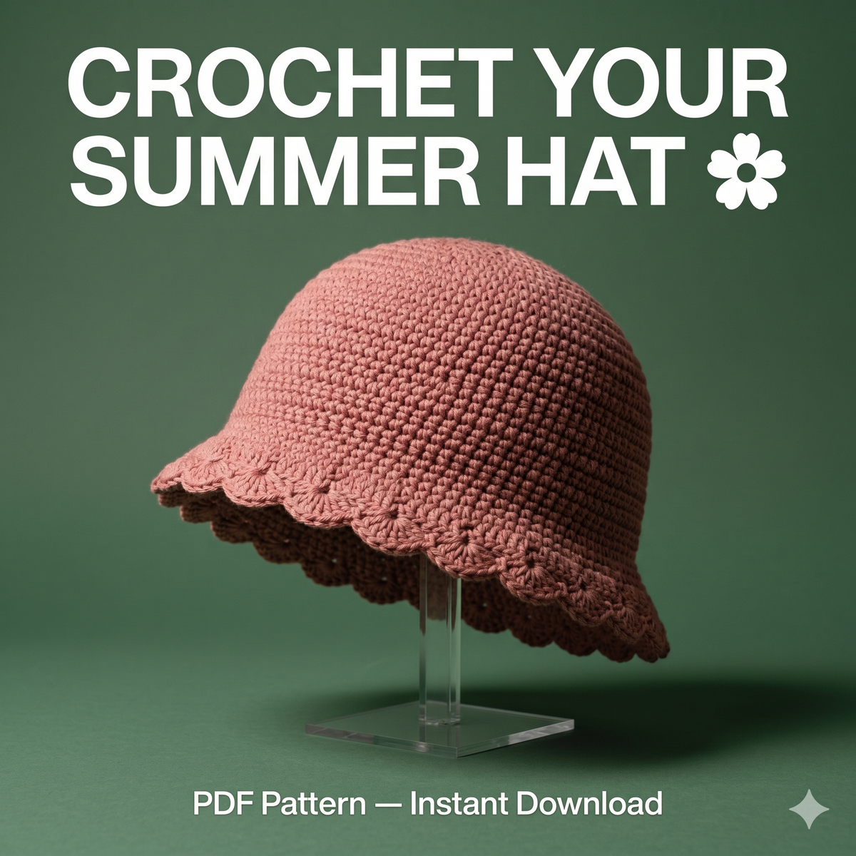 Crochet Bucket Hat Pattern PDF | Scallop Edge Sun Hat (Digital Download)