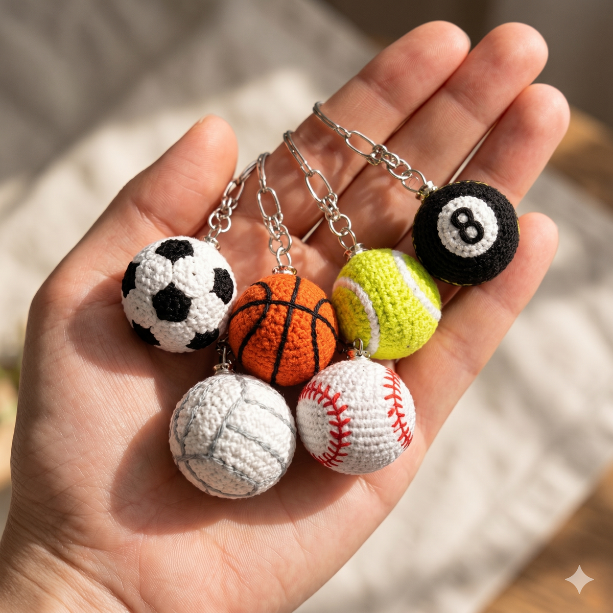 Crochet Sports Ball Keychain Pattern Bundle, Mini Amigurumi Set PDF (Digital Download)