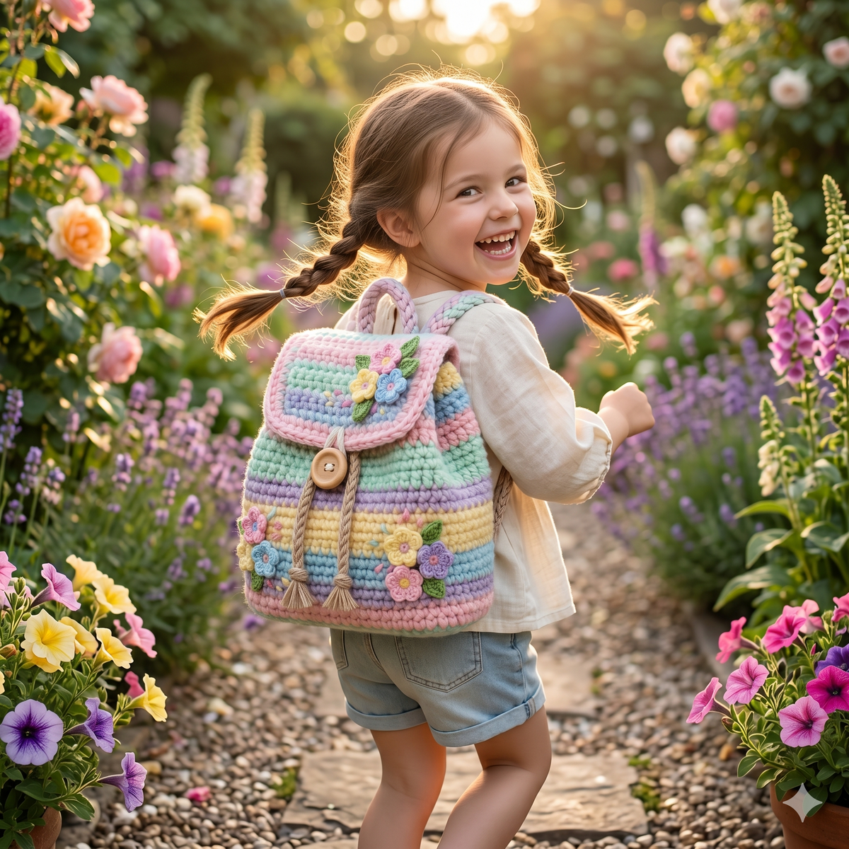 Crochet Spring Flower Backpack Pattern (PDF), Pastel Kids Bag Tutorial