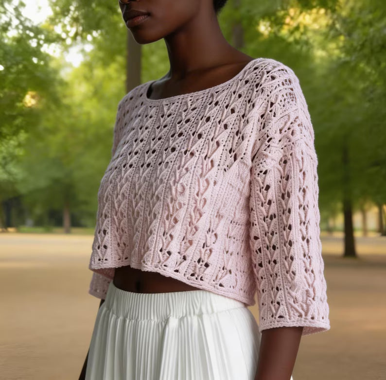 Crochet Crop Top Pattern PDF, Boho Lace Crochet Top, Summer Crochet Sweater, Womens Crochet Blouse Pattern, Easy DIY Top