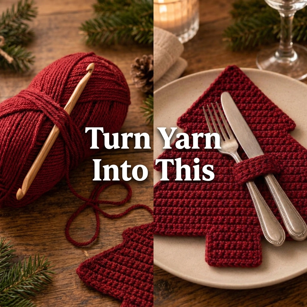 Christmas Tree Placemat Crochet Pattern — Festive Table Set with Matching Napkin Ring, US Terms, PDF Download