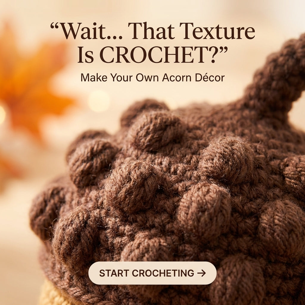 Crochet Acorn Pattern – 3 Sizes with Oak Leaves, Fall Décor