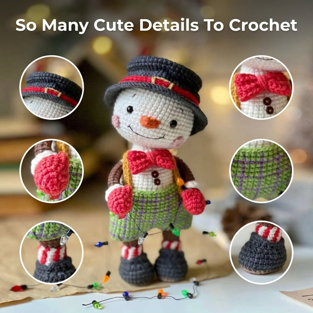 Snowman Amigurumi Crochet Pattern — Dressed Christmas Doll with Removable Hat, US Terms, PDF Download