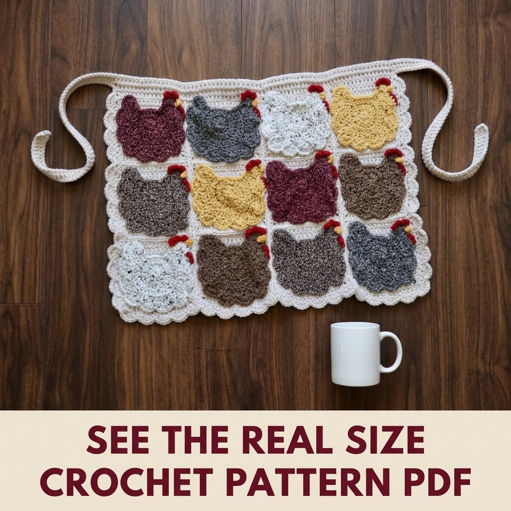 Hen Pocket Egg Apron Crochet Pattern PDF – Chicken Egg Gathering Apron