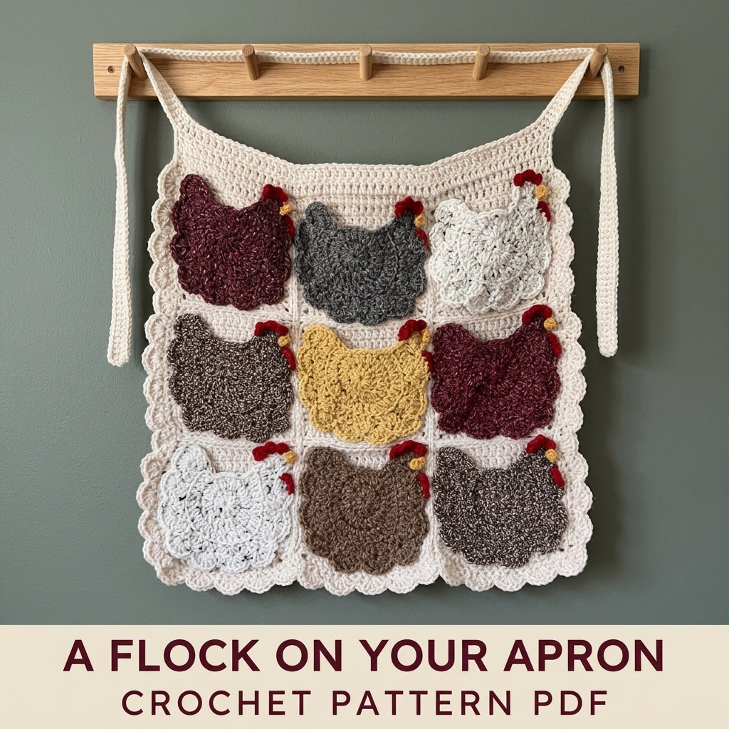 Hen Pocket Egg Apron Crochet Pattern PDF – Chicken Egg Gathering Apron
