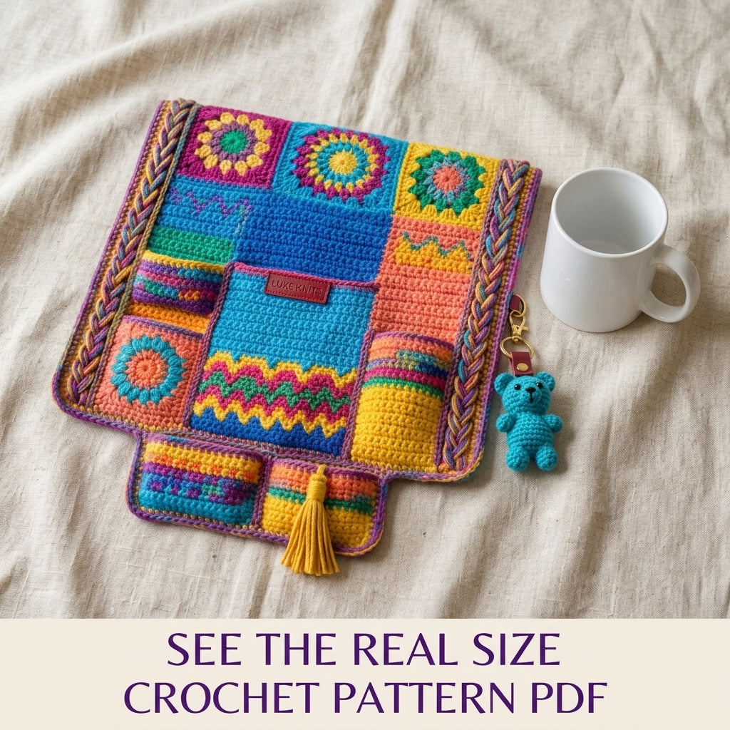 Rainbow Tapestry Armrest Organizer Crochet Pattern PDF – Sofa Caddy