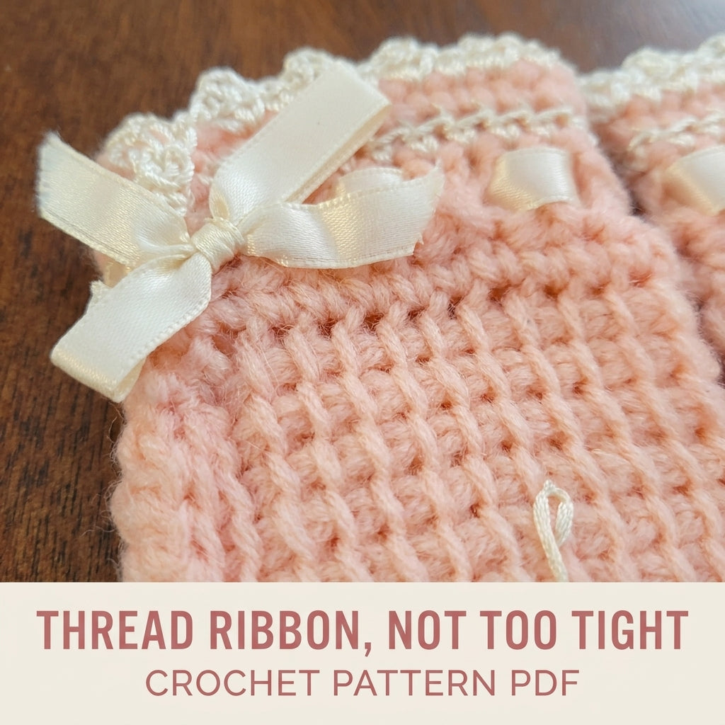 Ribbon Baby Mittens Crochet Pattern PDF – Newborn Mittens with Bows