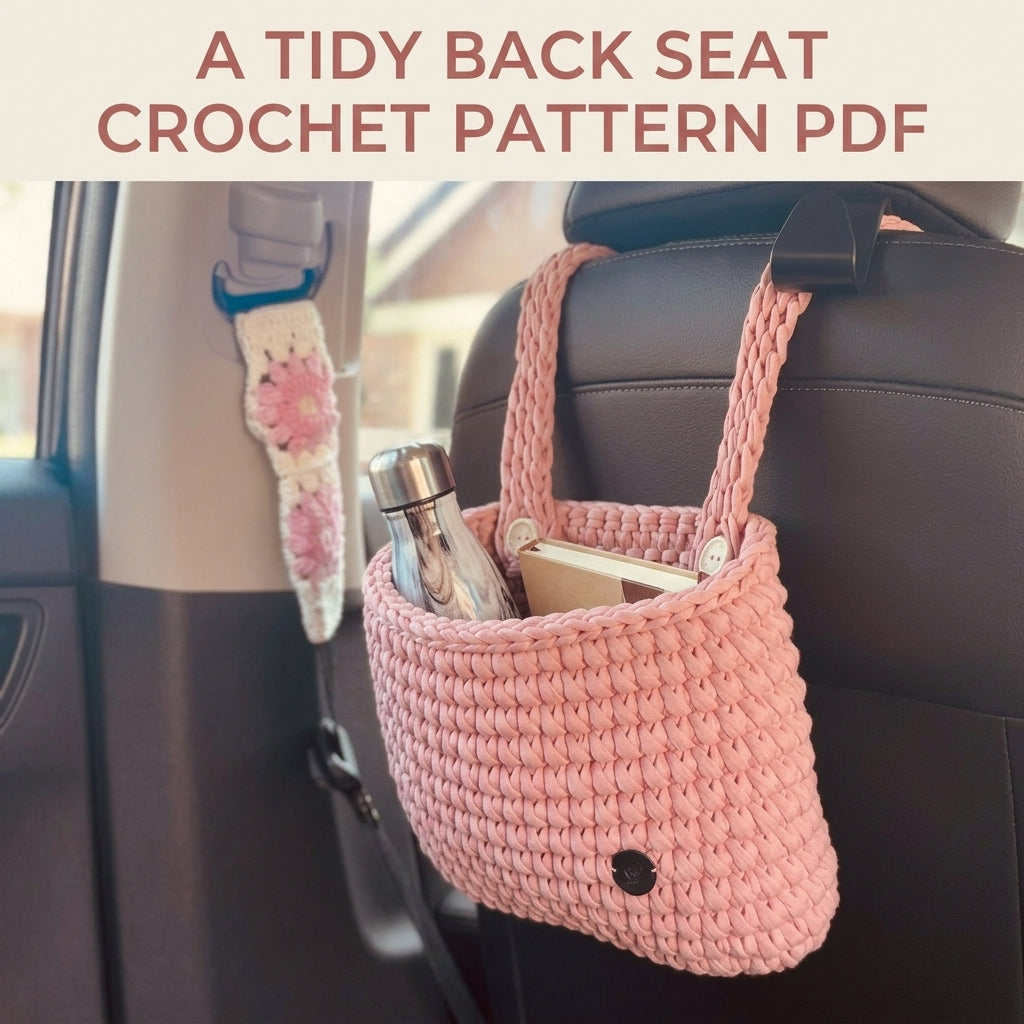 Chunky Car Seat Basket Crochet Pattern PDF – Headrest Hanging Organizer