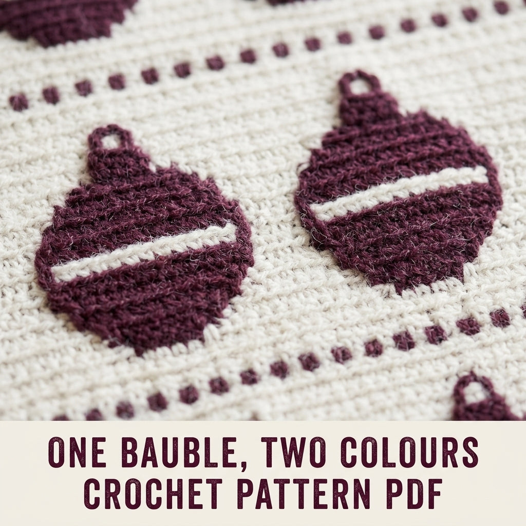 Christmas Ornament Crochet Blanket Pattern PDF – Tapestry Crochet Throw in Plum and White