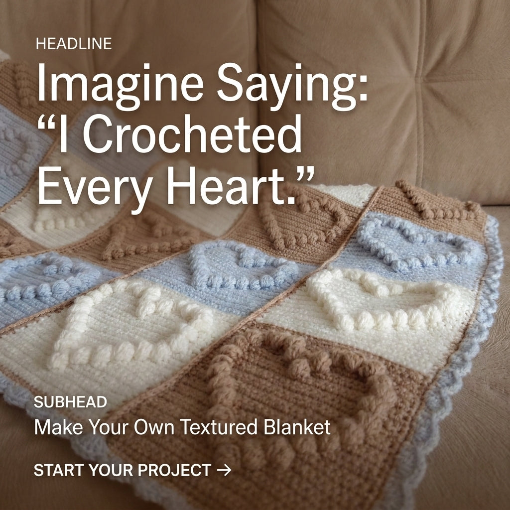 Bubble Heart Baby Blanket Crochet Pattern – Textured Puff Stitch Hearts