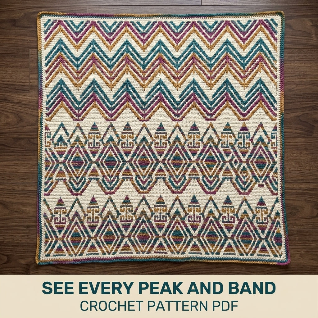 Chevron Mosaic Crochet Blanket Pattern PDF, Overlay Mosaic Throw, Chevron and Diamond Blanket, Chart and Written Rows, 2 Sizes