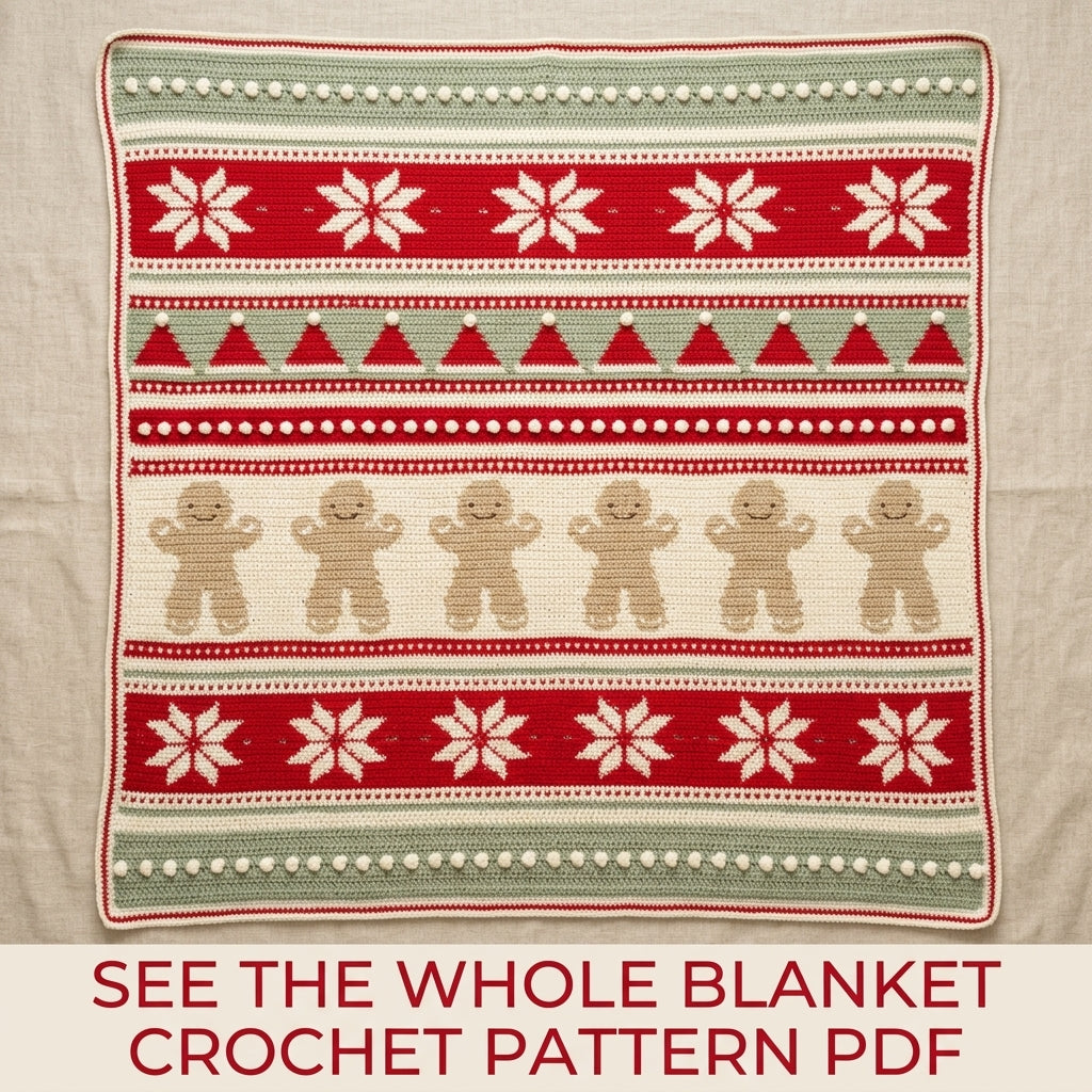 Gingerbread Christmas Blanket Crochet Pattern PDF – Festive Tapestry Afghan