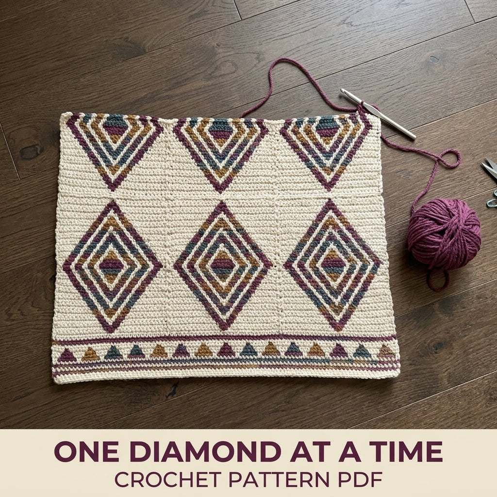 Diamond Mosaic Crochet Afghan Pattern PDF – Modern Geometric Throw Blanket