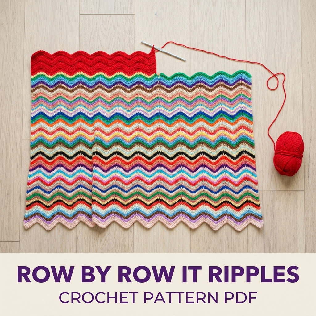 Rainbow Ripple Stripe Blanket Crochet Pattern PDF – Vintage Chevron Afghan
