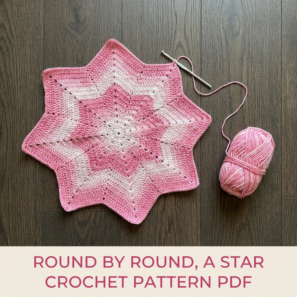 Pink Star Baby Blanket Crochet Pattern PDF – Eight Point Star Afghan