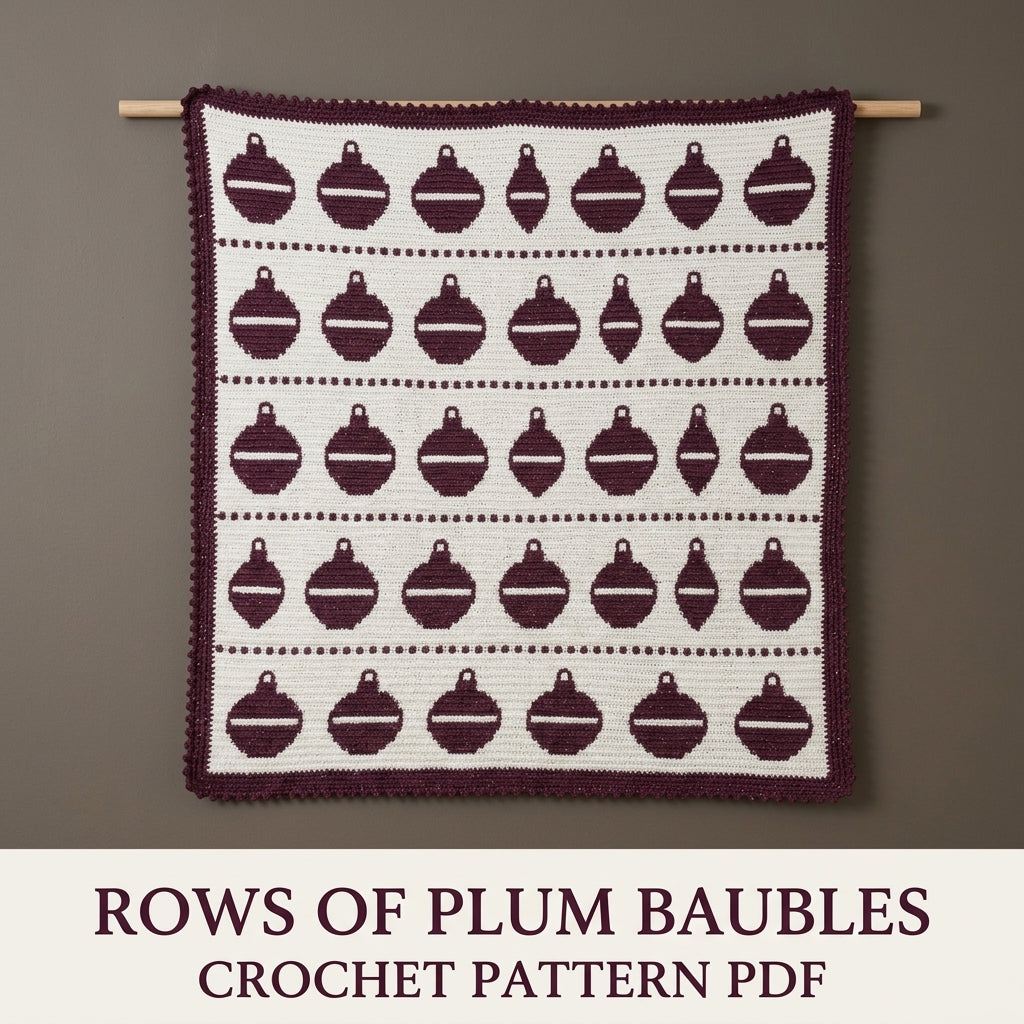 Christmas Ornament Crochet Blanket Pattern PDF – Tapestry Crochet Throw in Plum and White