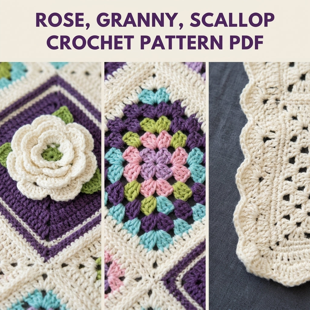 3D Flower Granny Sampler Blanket Crochet Pattern PDF – Rose and Violet Afghan