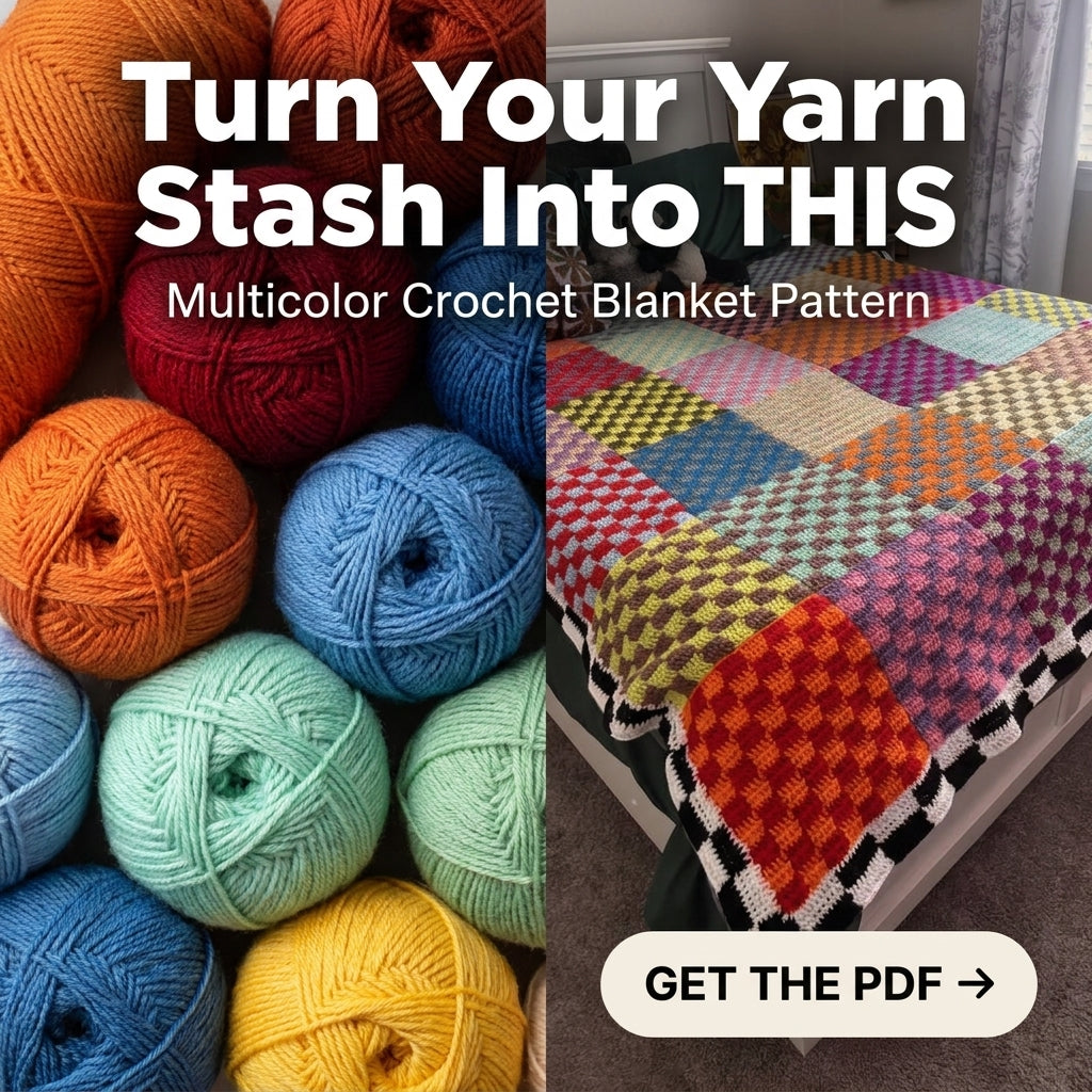 Checkered Patchwork Blanket Crochet Pattern – Colorful Scrap Yarn Throw