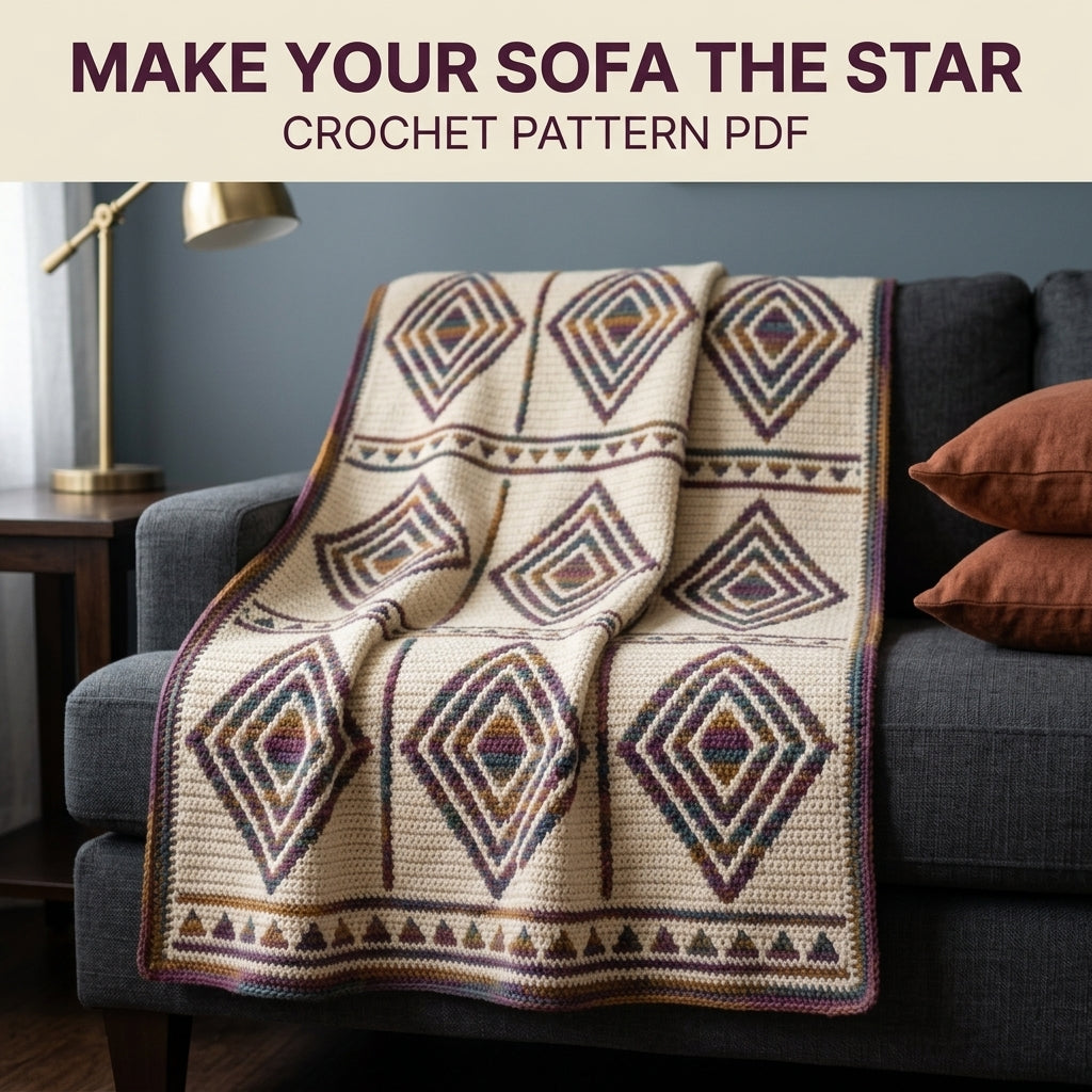 Diamond Mosaic Crochet Afghan Pattern PDF – Modern Geometric Throw Blanket