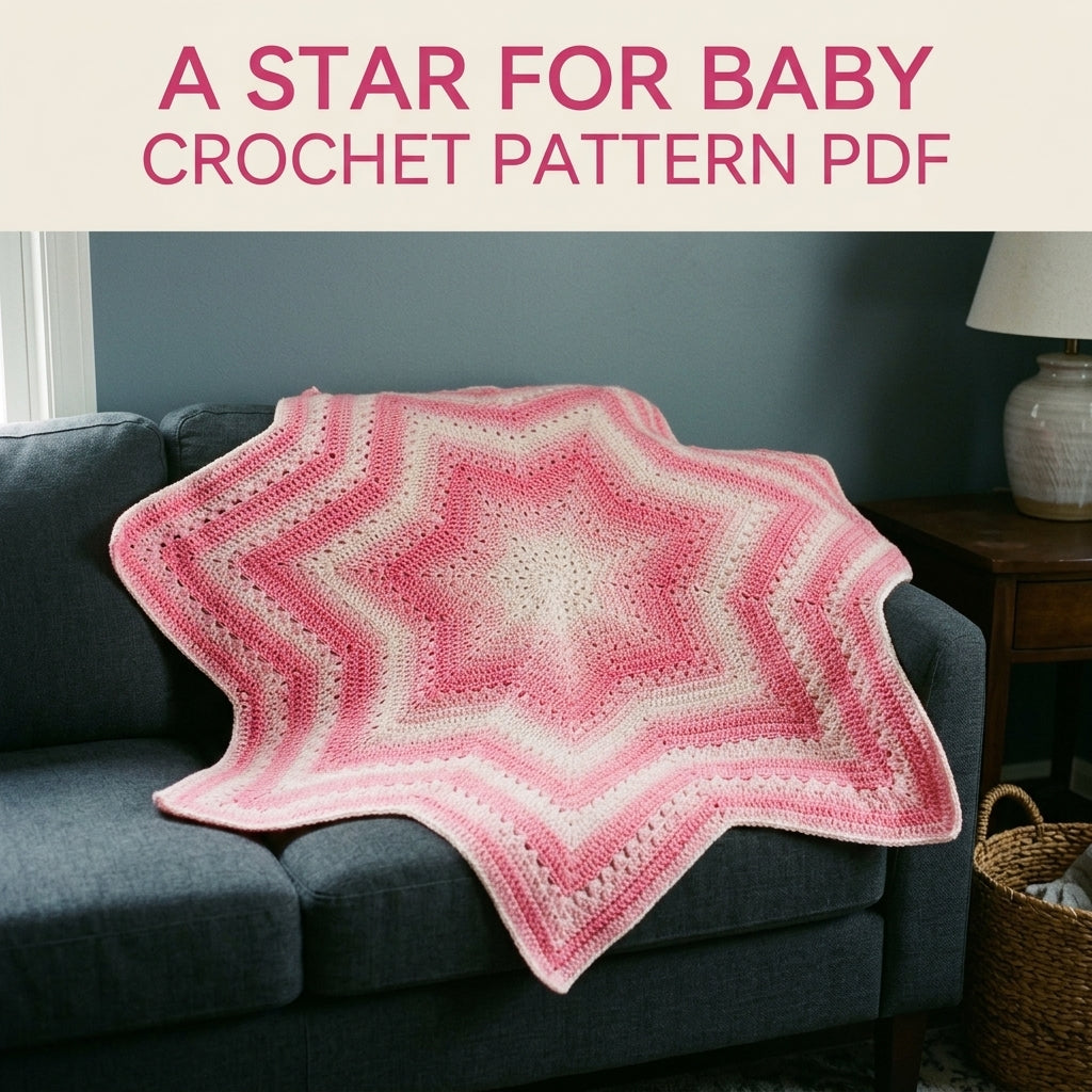 Pink Star Baby Blanket Crochet Pattern PDF – Eight Point Star Afghan