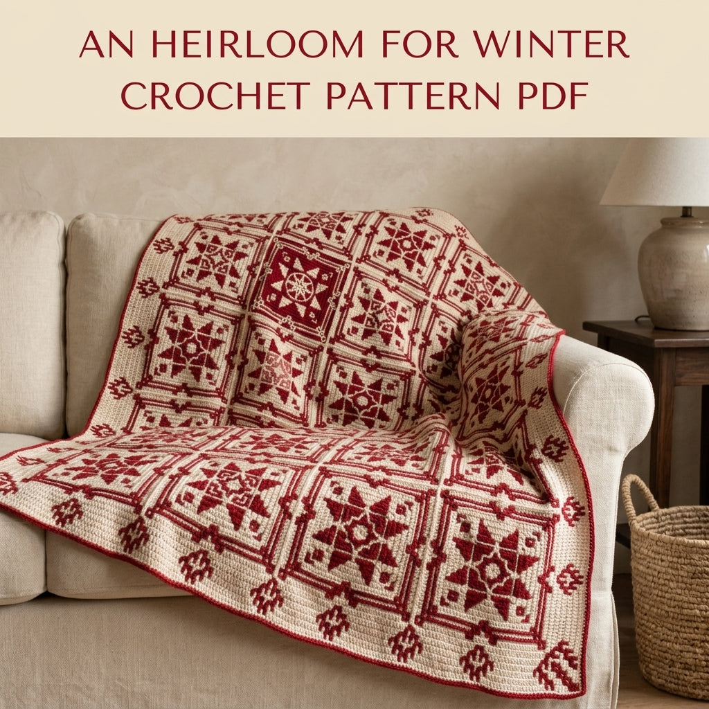 Red Star Sampler Mosaic Blanket Crochet Pattern PDF – Two Colour Mosaic Squares