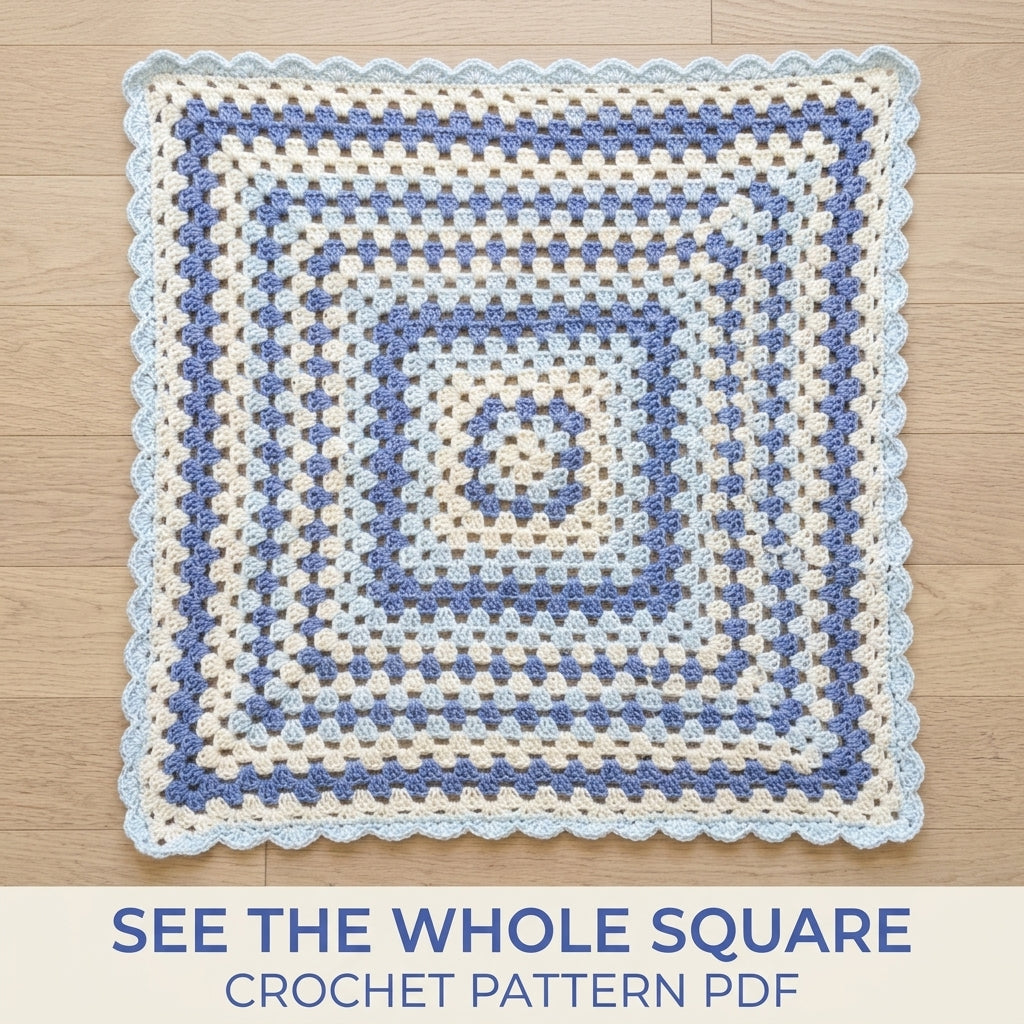 Blue Granny Square Baby Blanket Crochet Pattern PDF – Easy Giant Granny