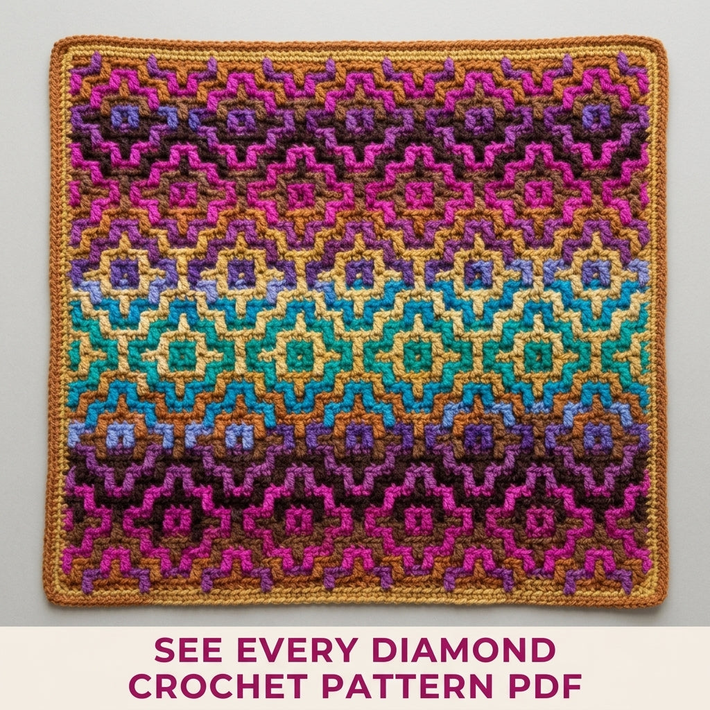 Jewel Mosaic Diamond Blanket Crochet Pattern PDF – Bold Mosaic Crochet Throw