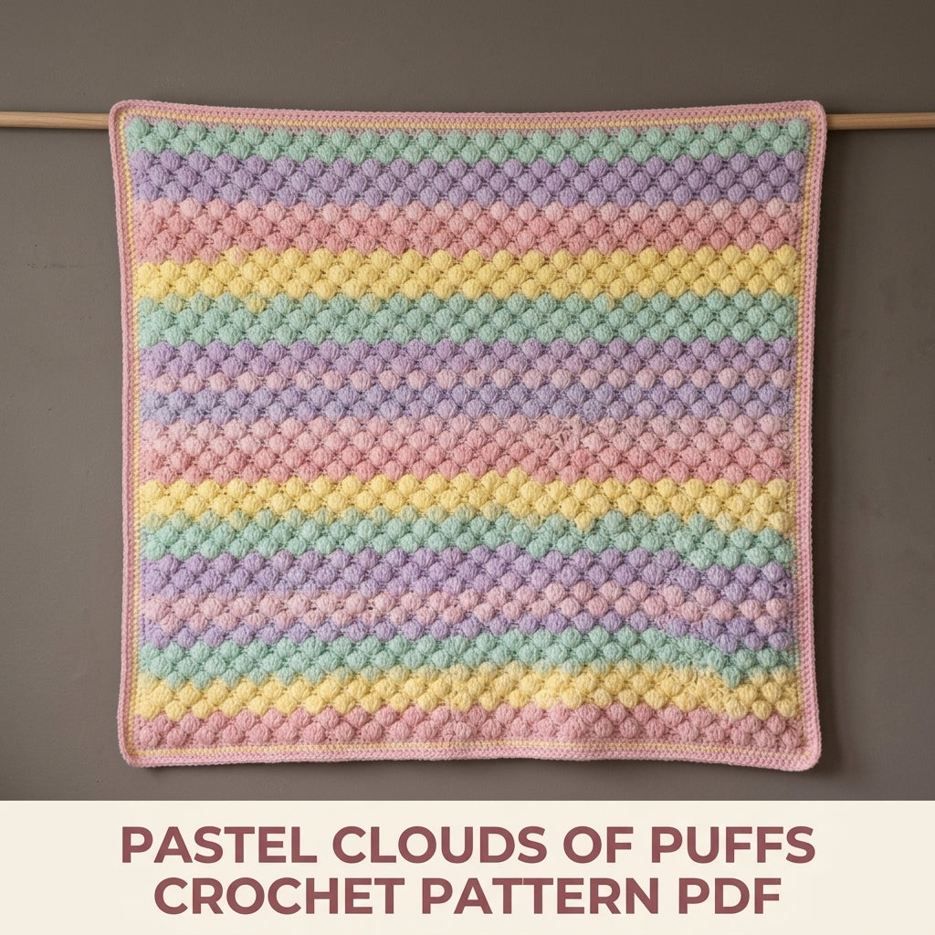Puff Stitch Crochet Blanket Pattern PDF – Pastel Textured Throw for Beginners