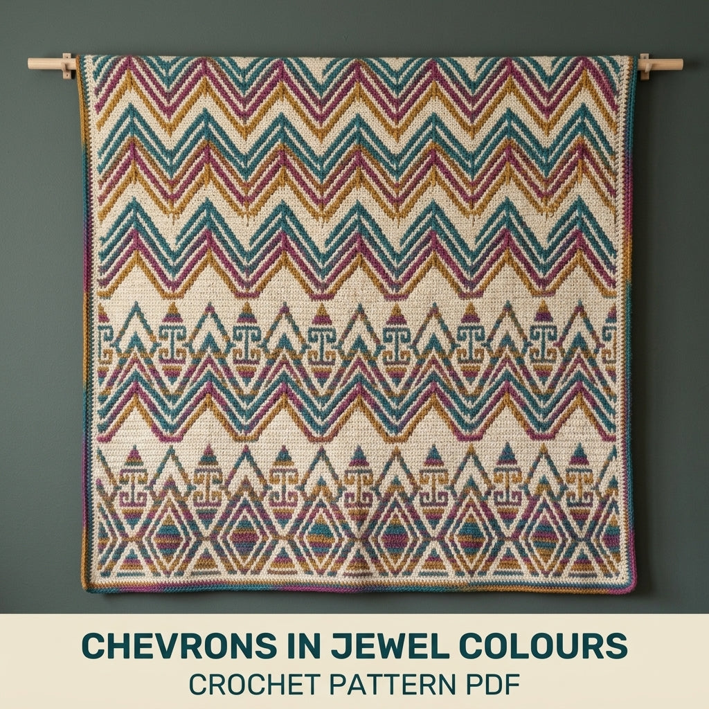 Chevron Mosaic Crochet Blanket Pattern PDF, Overlay Mosaic Throw, Chevron and Diamond Blanket, Chart and Written Rows, 2 Sizes