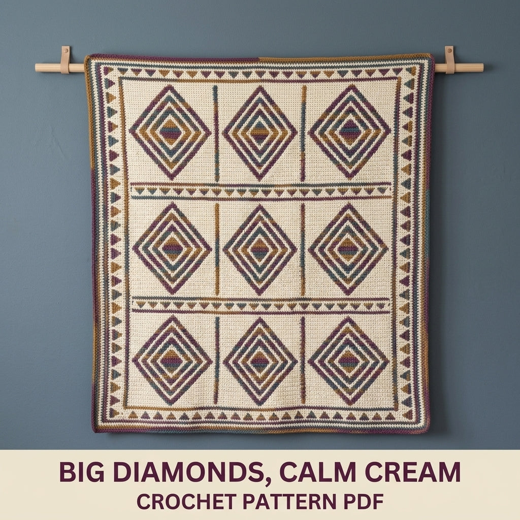 Diamond Mosaic Crochet Afghan Pattern PDF – Modern Geometric Throw Blanket