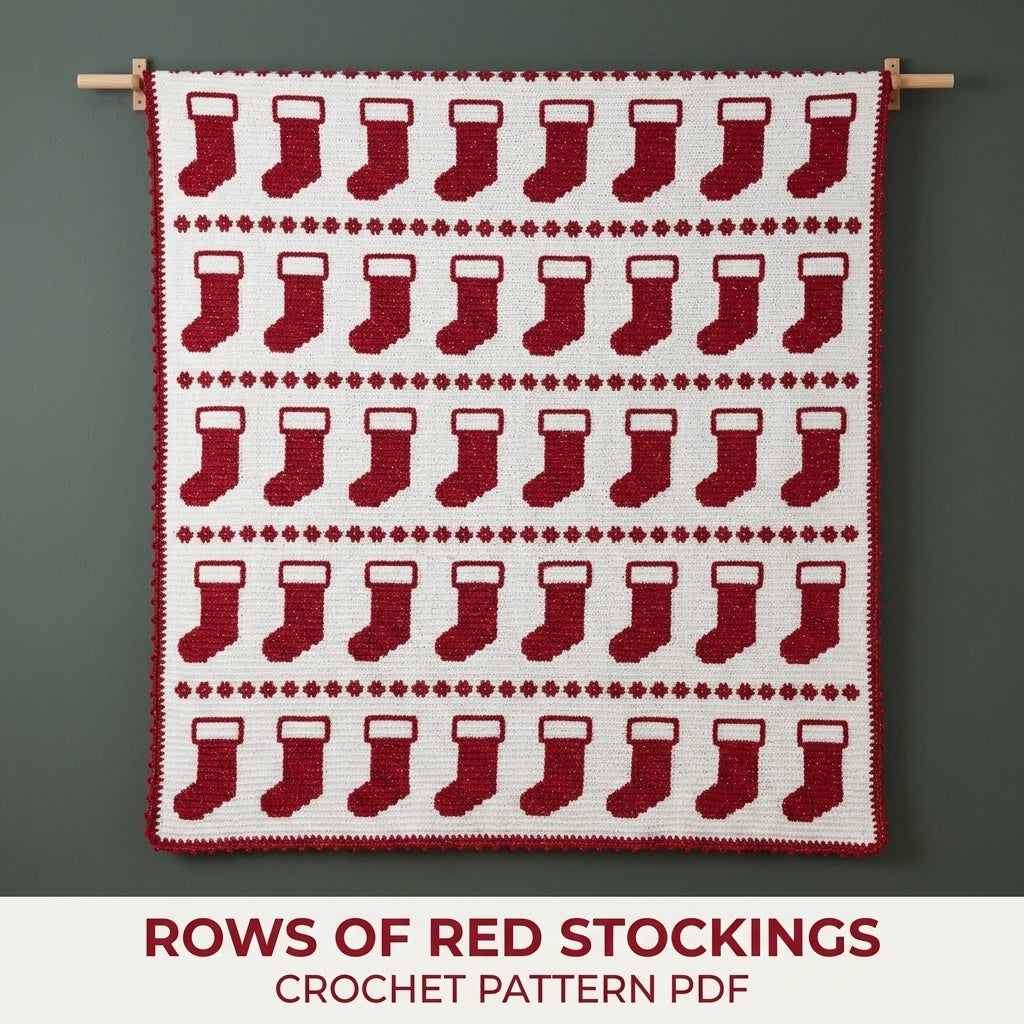 Stocking Crochet Blanket Pattern PDF – Christmas Tapestry Crochet Throw in Red and White