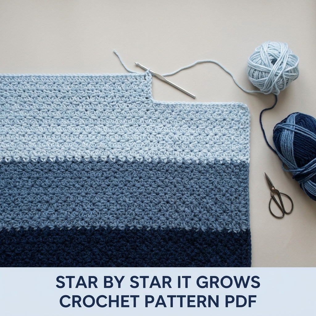 Star Stitch Crochet Blanket Pattern PDF – Textured Striped Throw in Navy and Blue