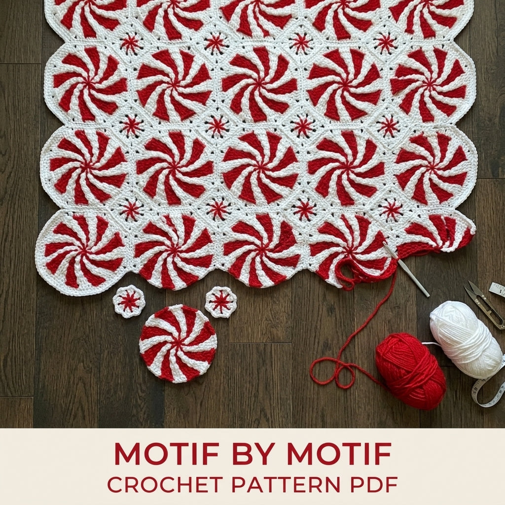 Peppermint Swirl Blanket Crochet Pattern PDF – Christmas Candy Afghan